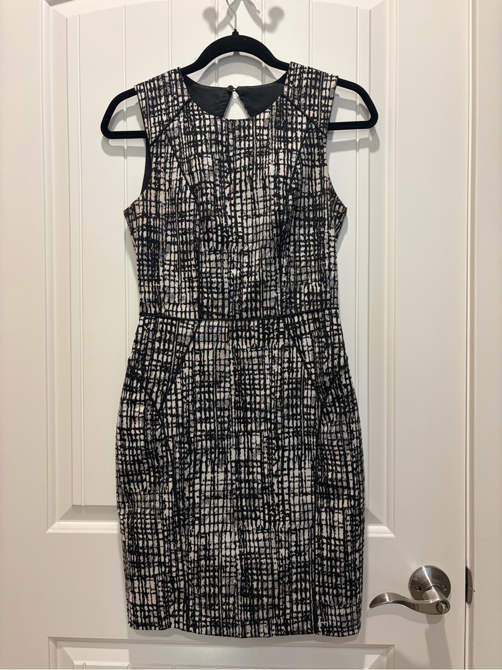 H&M Black and White Textured Sheath Dress